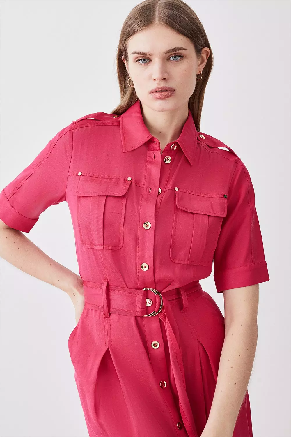 Karen millen store red linen dress